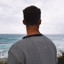 black and white stripe hemp long sleeve on male back