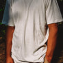 Red coyote print hemp T-shirt on male front