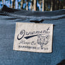 Midnight blue hemp T-shirt screen printed label