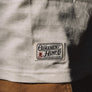 Ornament hemp woven label close-up