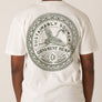 Flying crane green print hemp T-shirt