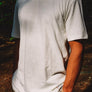 Hemp t-shirt with green coyote print front on model