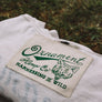 Hemp t-shirt with green coyote print on back inside label detail