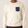 Crewneck sweater with indigo pocket