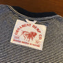 black and white stripe hemp long sleeve screen printed label