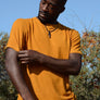 yellow hemp t-shirt on male front