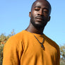 yellow hemp t-shirt on male front