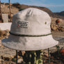 hemp bucket hat in off-white natural color with green string and metal ventilation holes