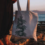 Hemp totebag with green snake print and woven label