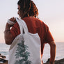 Hemp totebag with green snake print