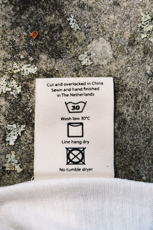 Ornament hemp t-shirt wash instruction label