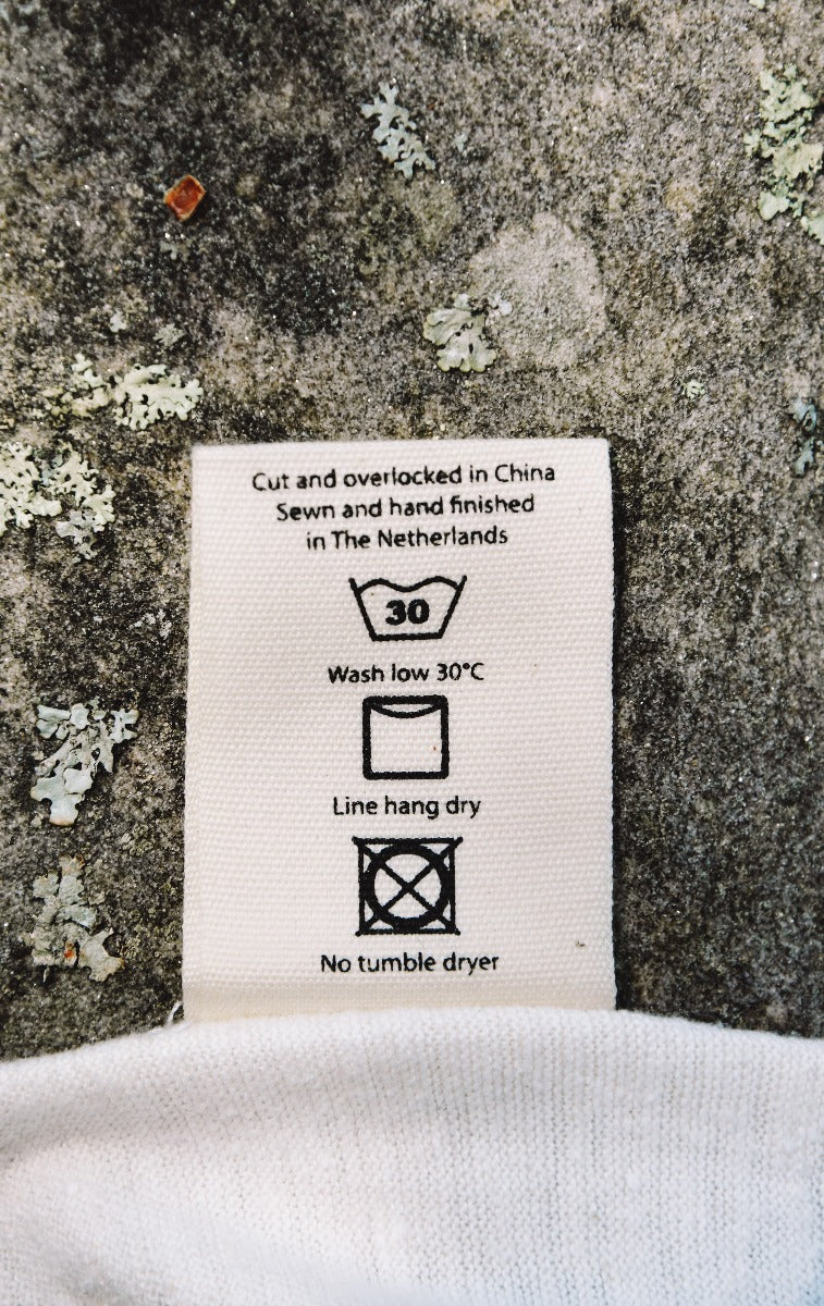 Artisan made wash instruction label