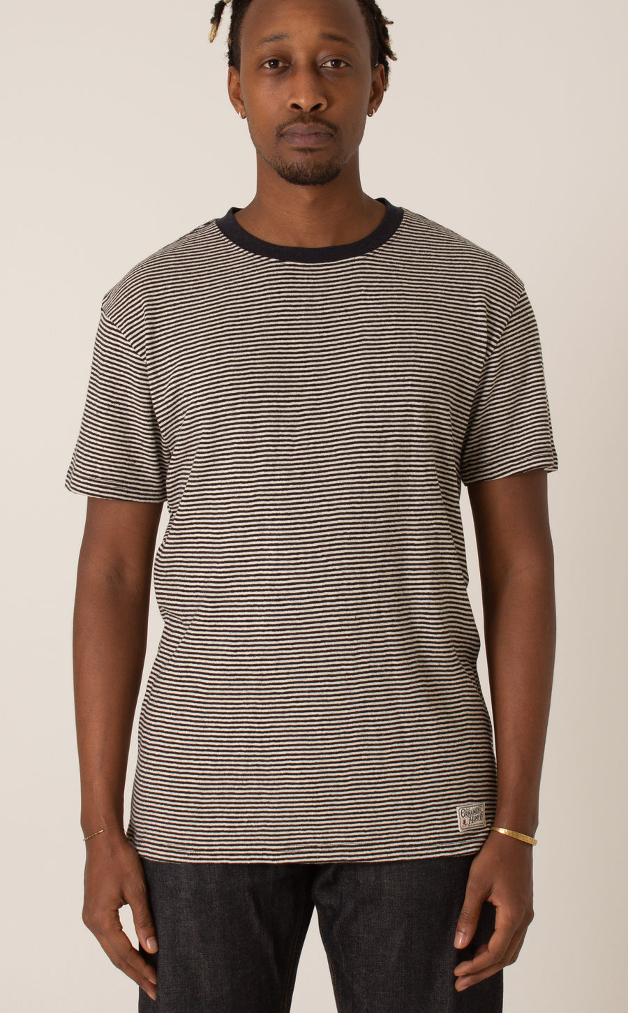 striped black & white hemp T-shirt