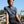 hand-dyed blue hemp T-shirt on female model