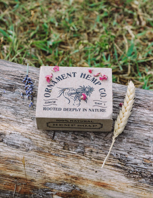 100% natural hemp soap bar in packaging