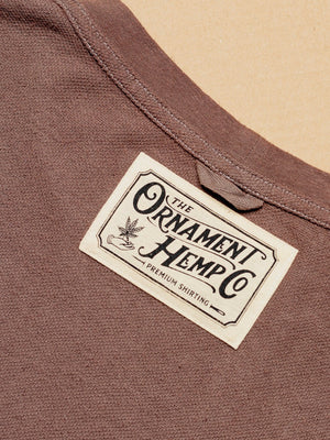 hand-dyed stone grey hemp long sleeve screen-printed label