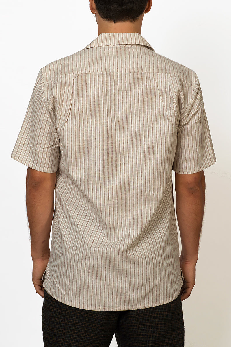 Monsoon hemp and organic cotton short sleeve shirt with coconut buttons male back
