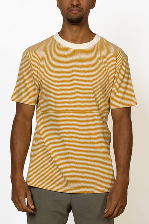 Sustainable Hemp T-shirt with yellow stripes male front